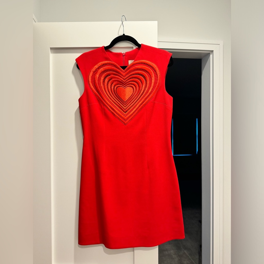 Christopher Kane sheath mini dress with embroidered heart, Size 6